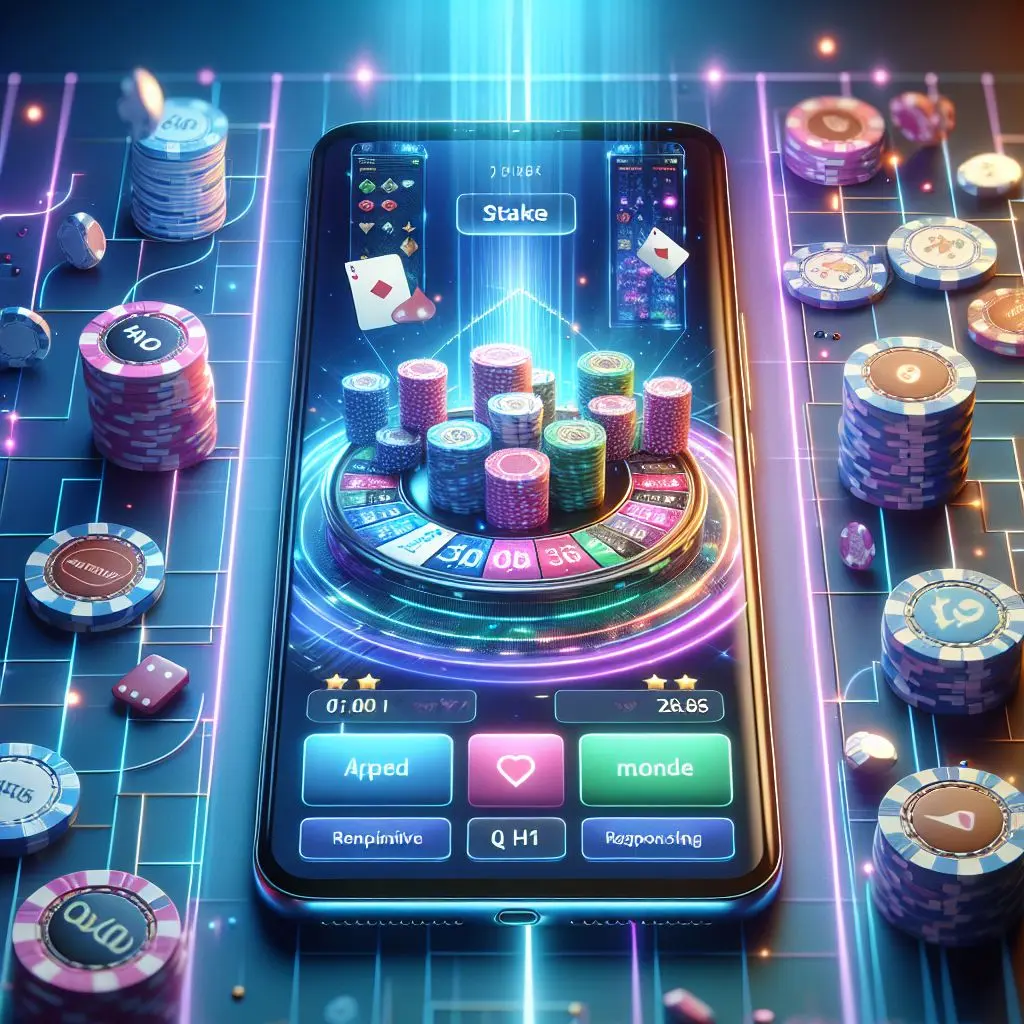 Banner colorido mostrando una interfaz de la app de casino con ambiente moderno y fichas.