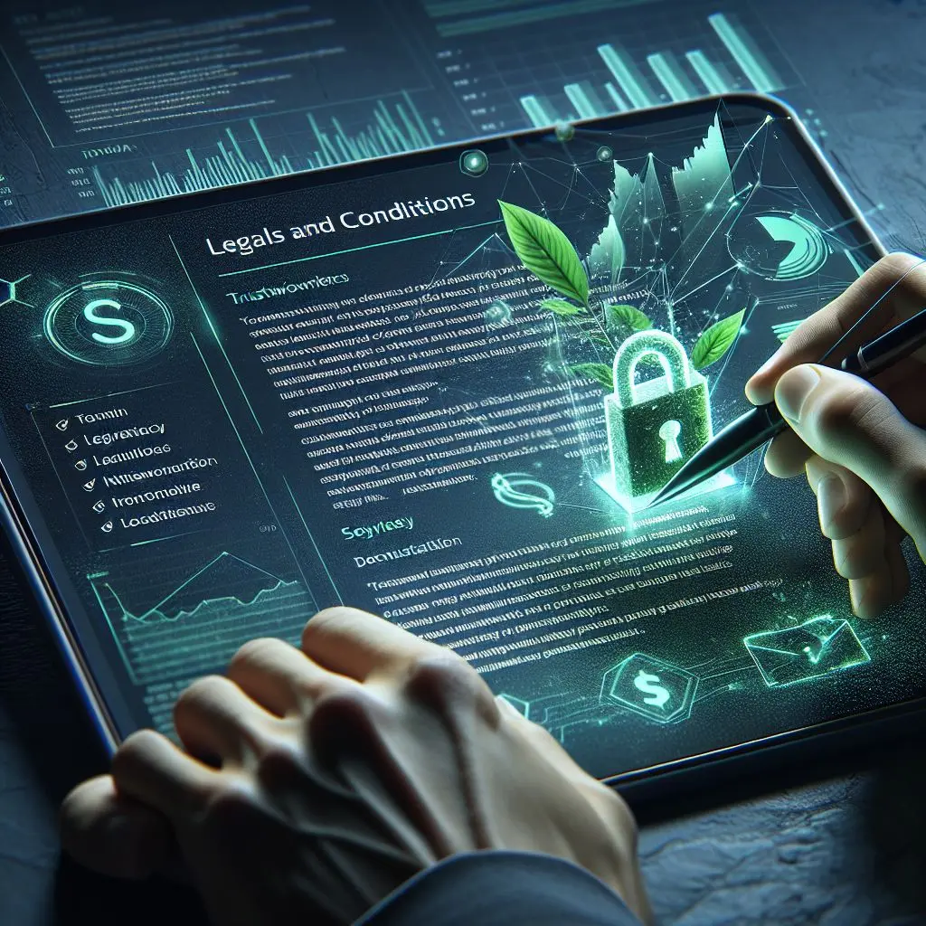 Usuario revisando condiciones legales de Stake en entorno seguro