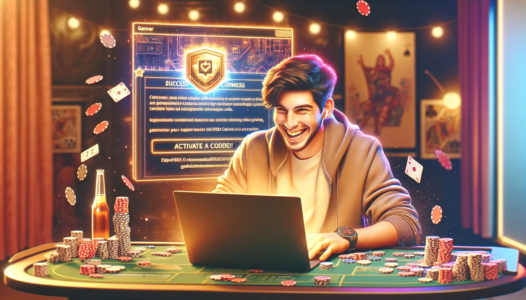 Jugador colombiano activando un código de bonificación en Stake Casino