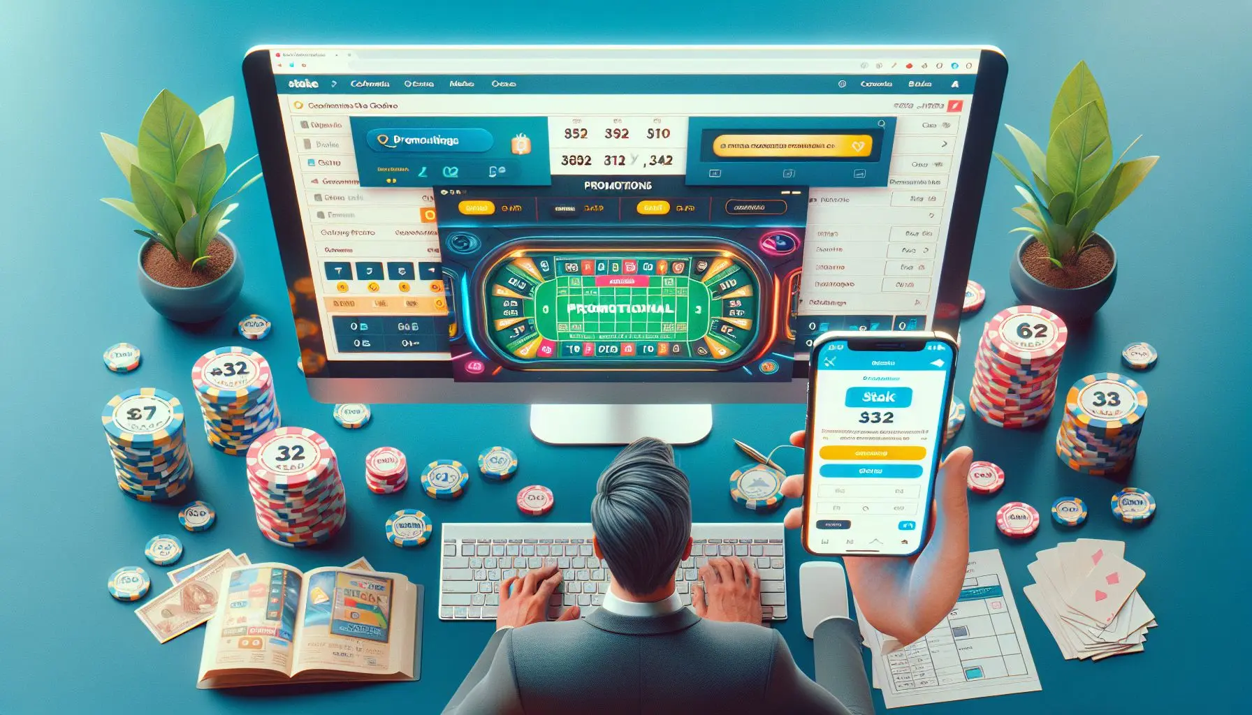 Pantalla con sección de promociones y campo de código en Stake Colombia