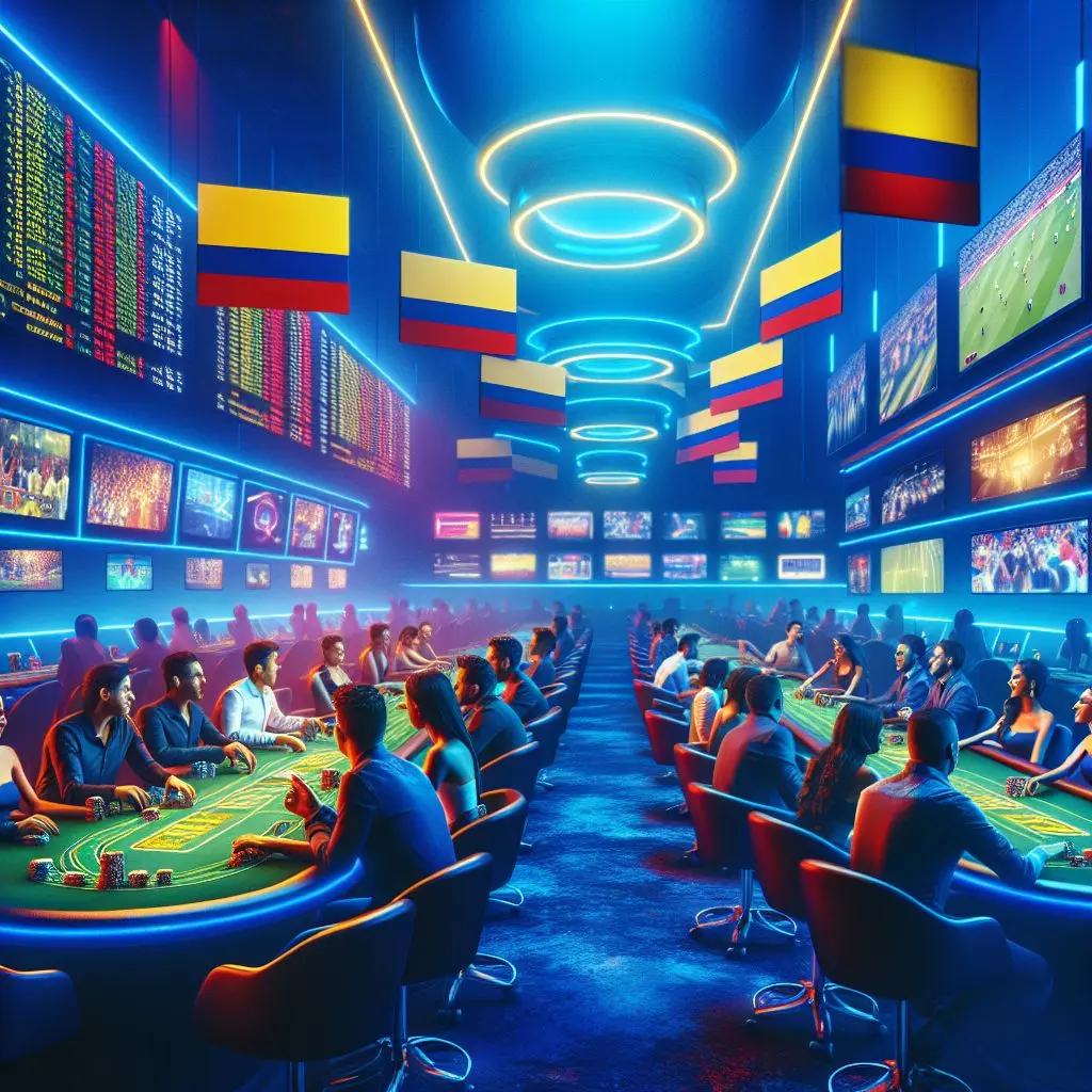 Escena en vivo de apuestas con mesas de juego y emoción en Colombia