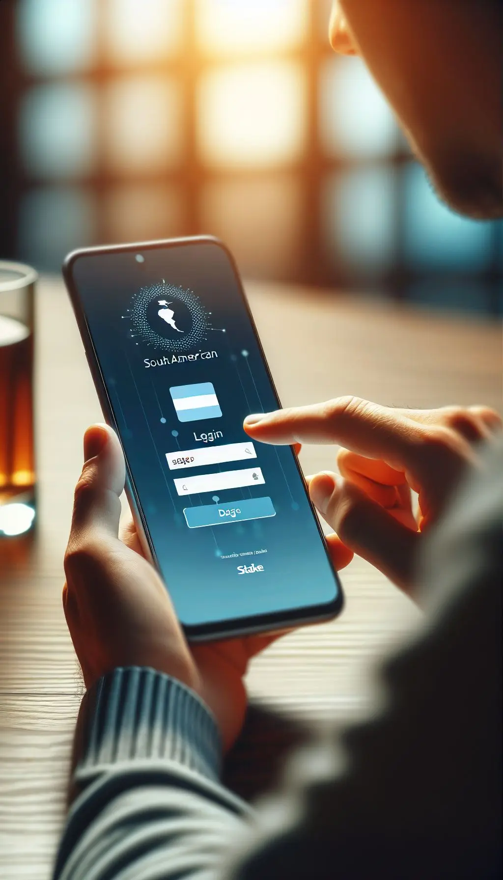Usuario iniciando sesión en Stake desde dispositivo móvil colombiano