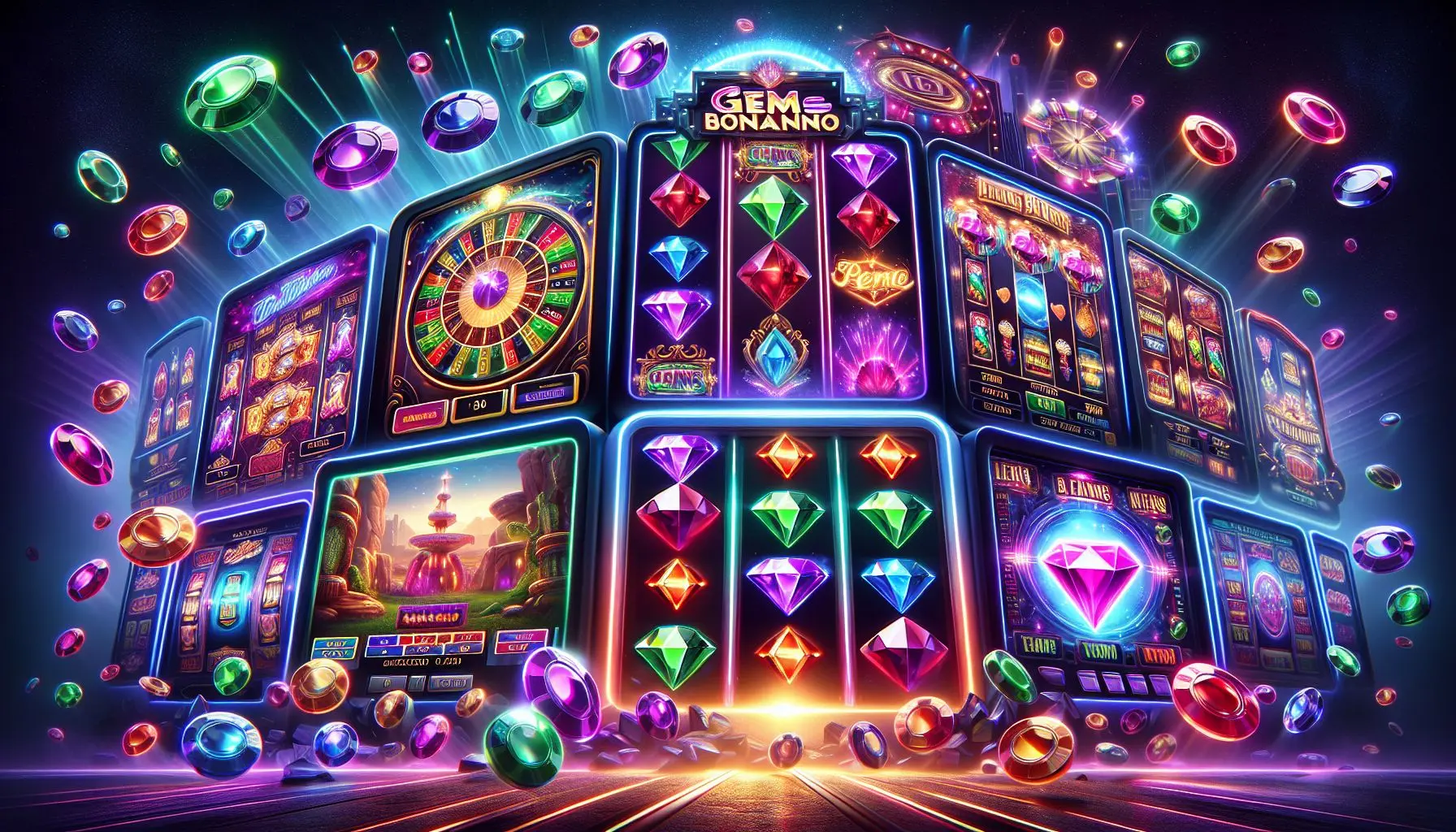 Comparativa visual de tragamonedas populares incluyendo Gems Bonanza