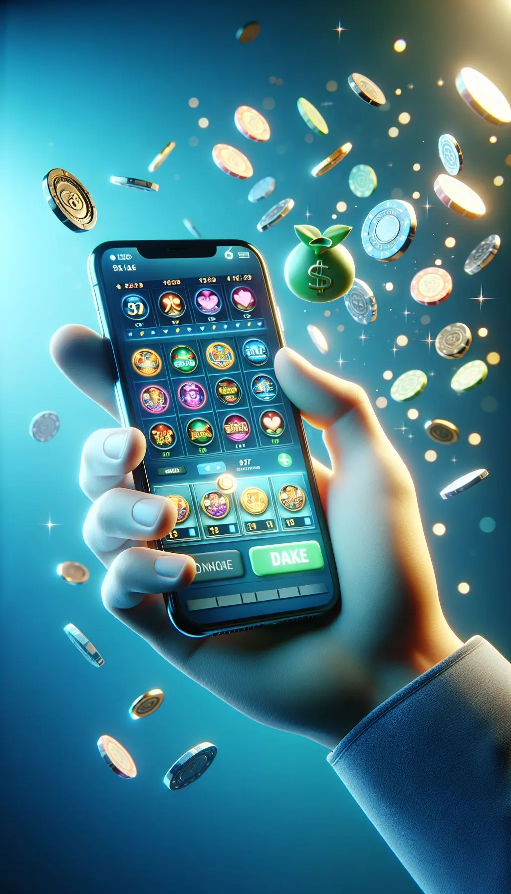 Interfaz de casino móvil en smartphone mostrando variedad de juegos populares
